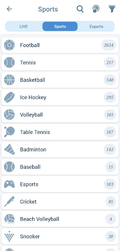 App sports categories 